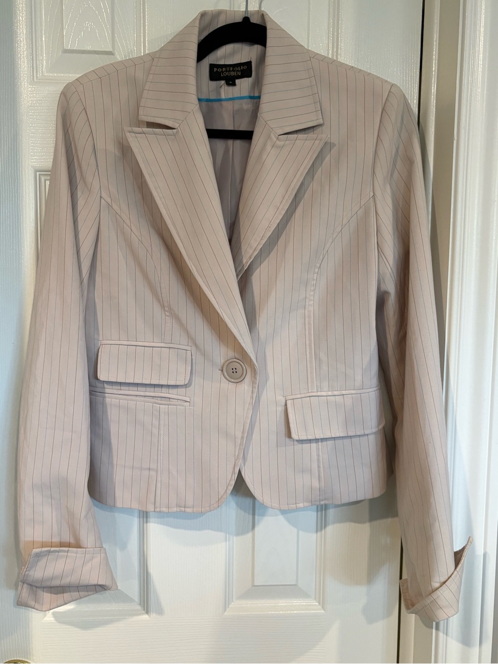 Portfolio Louben beige Pinstripe Single-Button Blazer